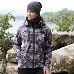 Plain Camo TX performance hooded softshell jacket Result 320 GSM